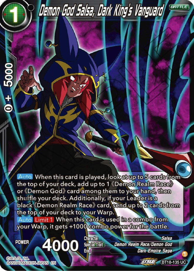 Demon God Salsa, Dark King's Vanguard (BT18-135) [Dawn of the Z-Legends] | Odin's Place