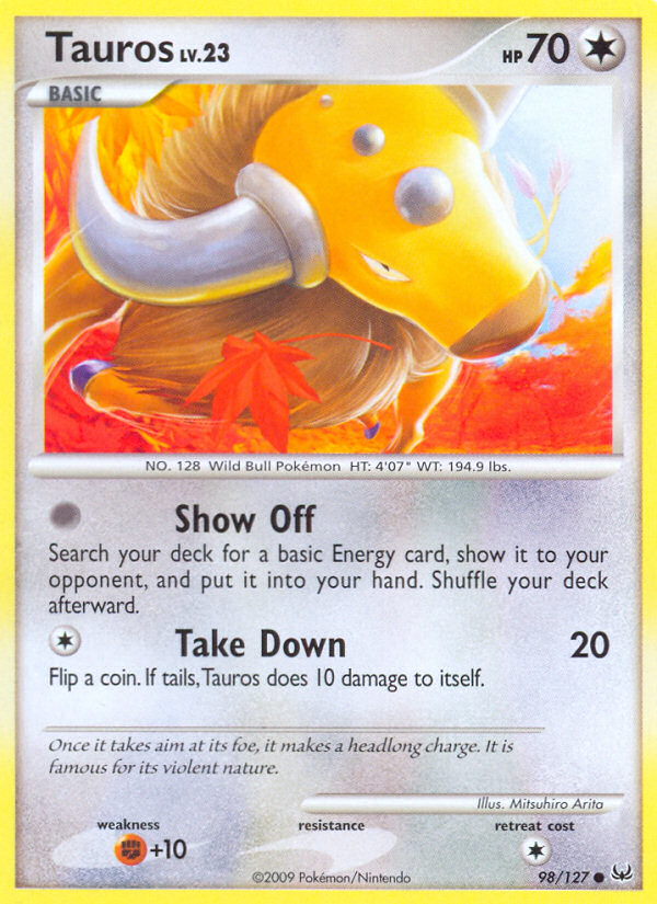 Tauros (98/127) [Platinum: Base Set] | Odin's Place