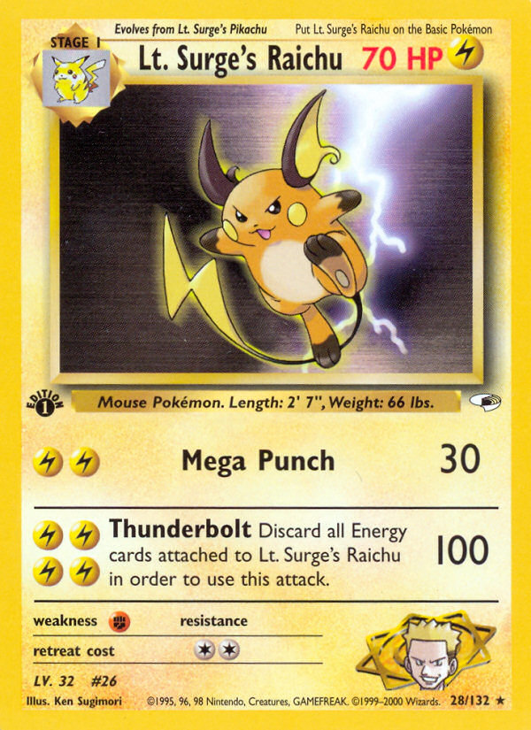 Lt. Surge's Raichu (28/132) [Gym Heroes 1st Edition] | Odin's Place