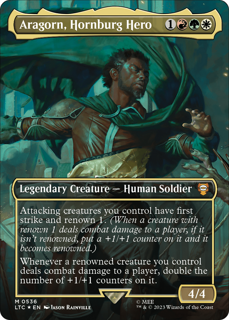 Aragorn, Hornburg Hero (Borderless) (Surge Foil) [The Lord of the Rings: Tales of Middle-Earth Commander] | Odin's Place