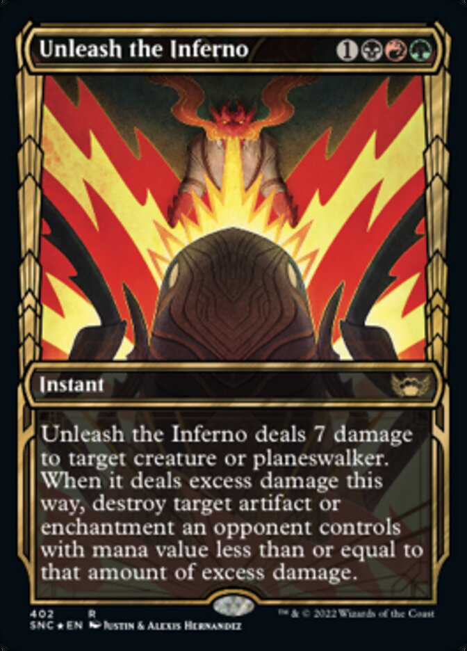 Unleash the Inferno (Showcase Golden Age Gilded Foil) [Streets of New Capenna] | Odin's Place