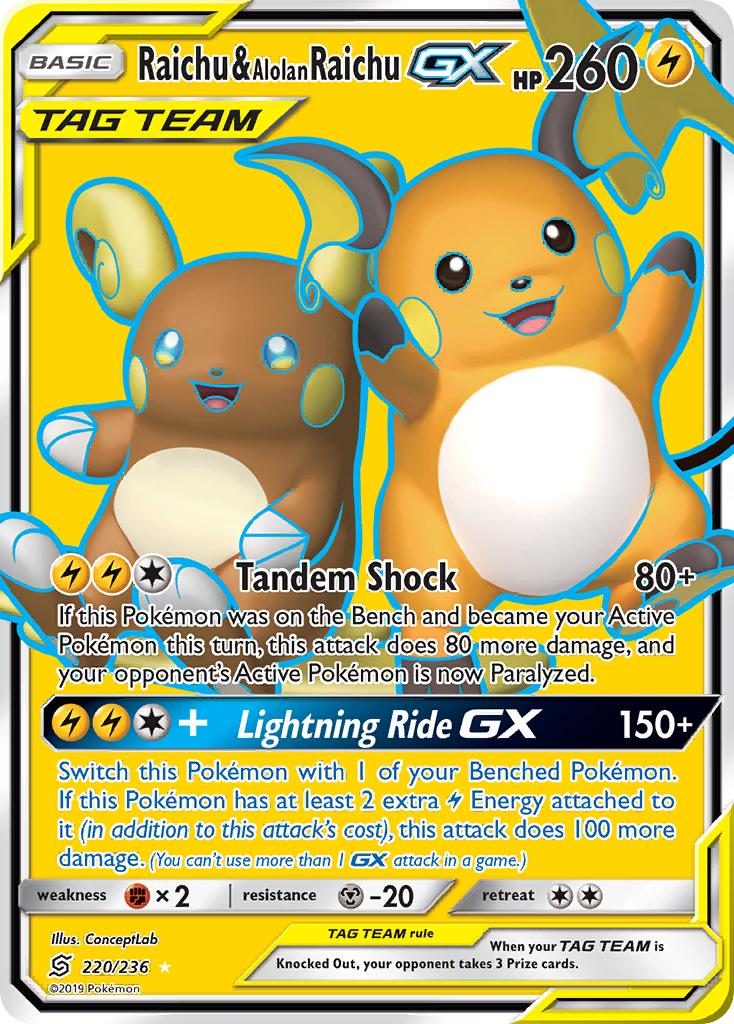 Raichu & Alolan Raichu GX (220/236) [Sun & Moon: Unified Minds] | Odin's Place