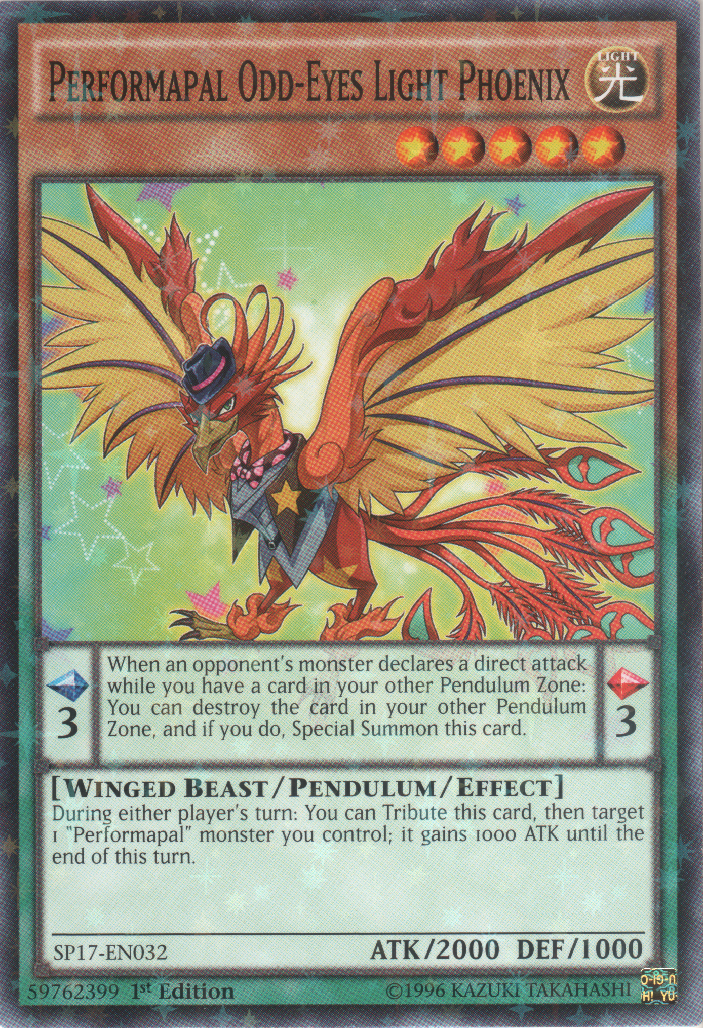 Performapal Odd-Eyes Light Phoenix [SP17-EN032] Starfoil Rare | Odin's Place