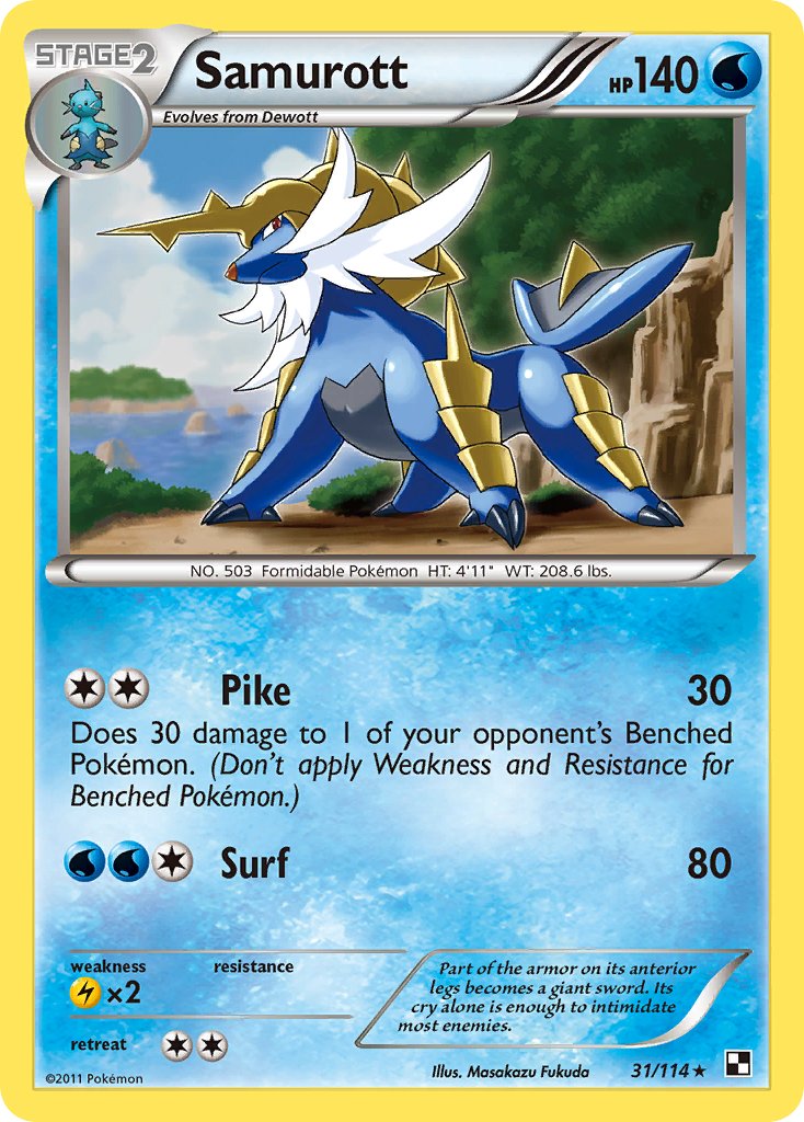 Samurott (31/114) (Theme Deck Exclusive) [Black & White: Base Set] | Odin's Place