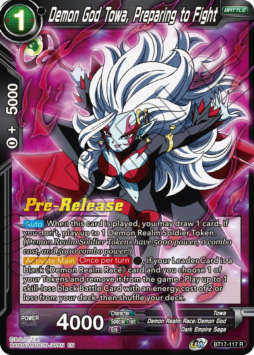 Demon God Towa, Preparing to Fight (BT17-117) [Ultimate Squad Prerelease Promos] | Odin's Place
