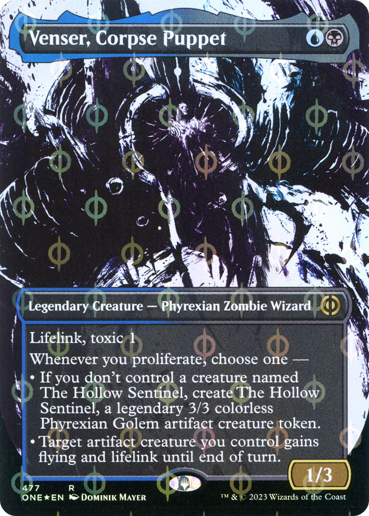 Venser, Corpse Puppet (Borderless Ichor Step-and-Compleat Foil) [Phyrexia: All Will Be One] | Odin's Place