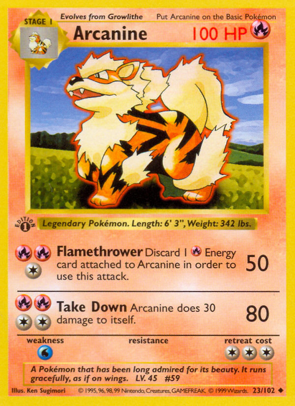 Arcanine (23/102) (Shadowless) [Base Set 1st Edition] | Odin's Place