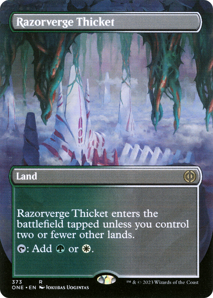 Razorverge Thicket (Borderless Alternate Art) [Phyrexia: All Will Be One] | Odin's Place