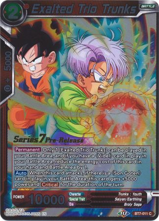 Exalted Trio Trunks (BT7-011_PR) [Assault of the Saiyans Prerelease Promos] | Odin's Place