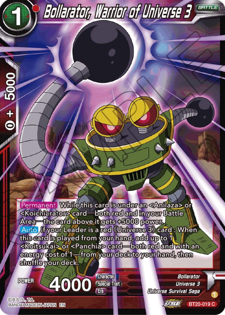 Bollarator, Warrior of Universe 3 (BT20-019) [Power Absorbed] | Odin's Place