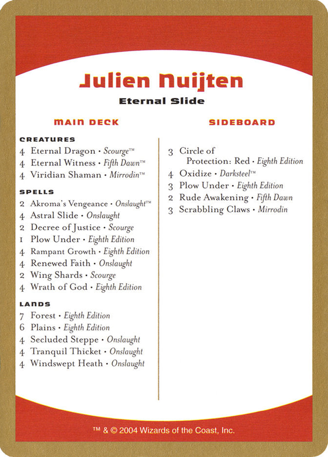 Julien Nuijten Decklist [World Championship Decks 2004] | Odin's Place