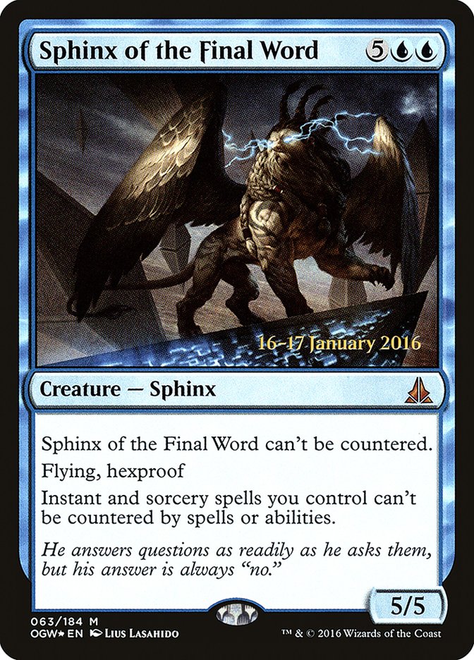 Sphinx of the Final Word (63) [Oath of the Gatewatch Prerelease Promos] | Odin's Place