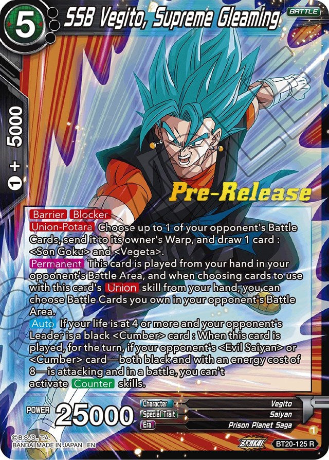 SSB Vegito, Supreme Gleaming (BT20-125) [Power Absorbed Prerelease Promos] | Odin's Place