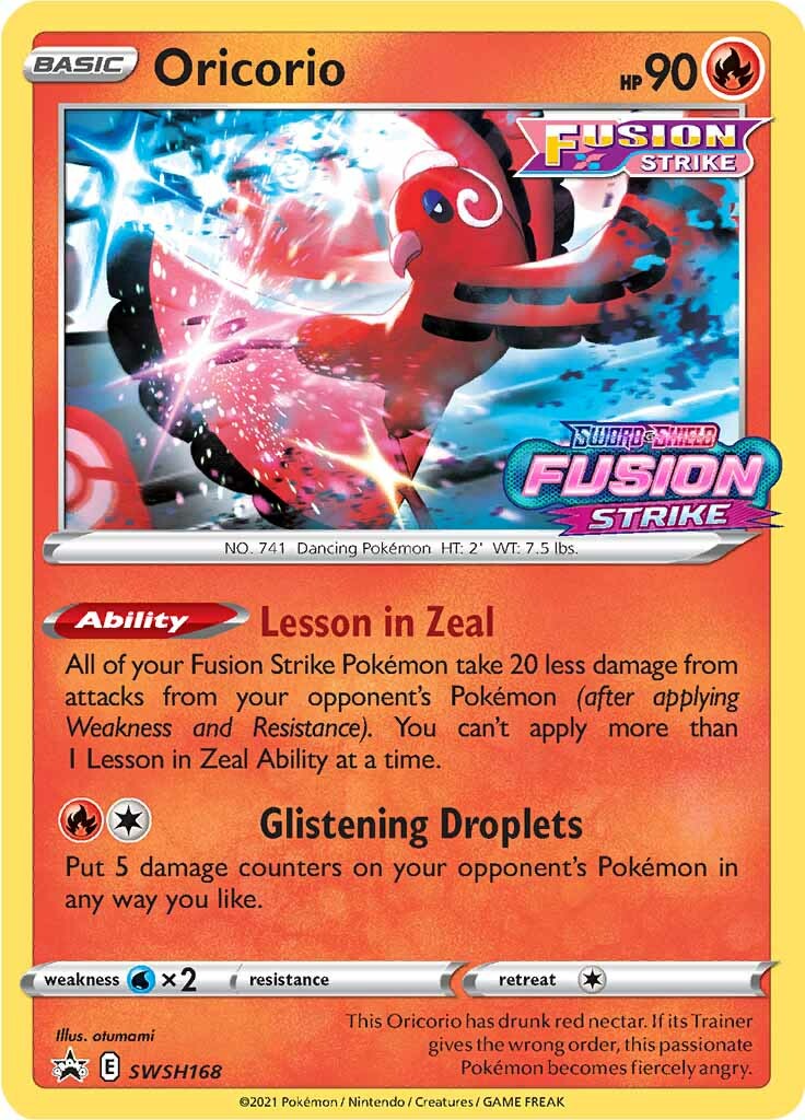 Oricorio (SWSH168) (Prerelease Promo) [Sword & Shield: Black Star Promos] | Odin's Place