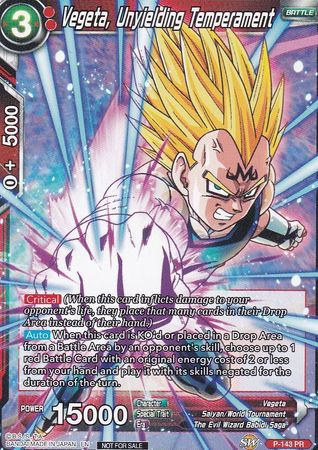Vegeta, Unyielding Temperament (Power Booster: World Martial Arts Tournament) (P-143) [Promotion Cards] | Odin's Place