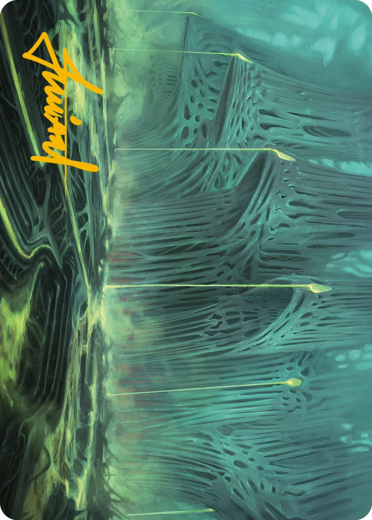 Swamp Art Card (Gold-Stamped Signature) [Phyrexia: All Will Be One Art Series] | Odin's Place