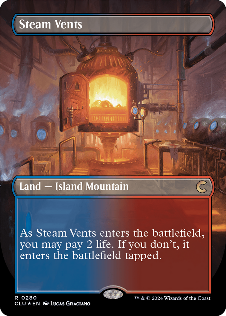 Steam Vents (Borderless) [Ravnica: Clue Edition] | Odin's Place