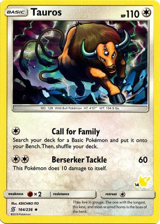 Tauros (164/236) (Pikachu Stamp #14) [Battle Academy 2020] | Odin's Place