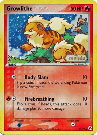 Growlithe (55/92) (Stamped) [EX: Legend Maker] | Odin's Place