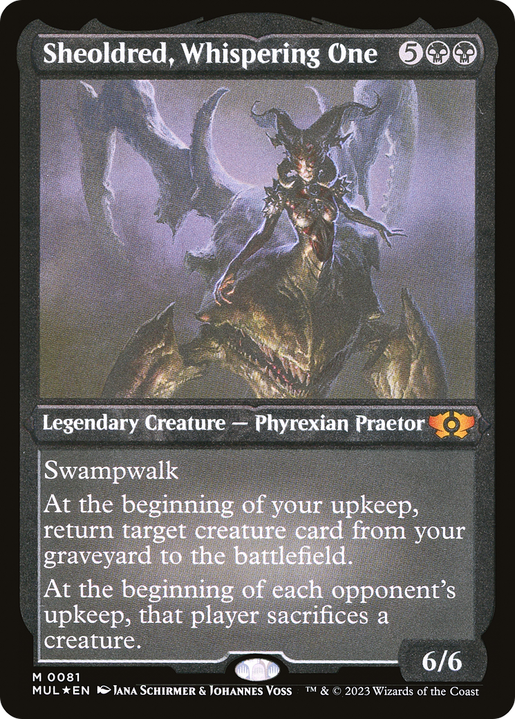 Sheoldred, Whispering One (Foil Etched) [Multiverse Legends] | Odin's Place