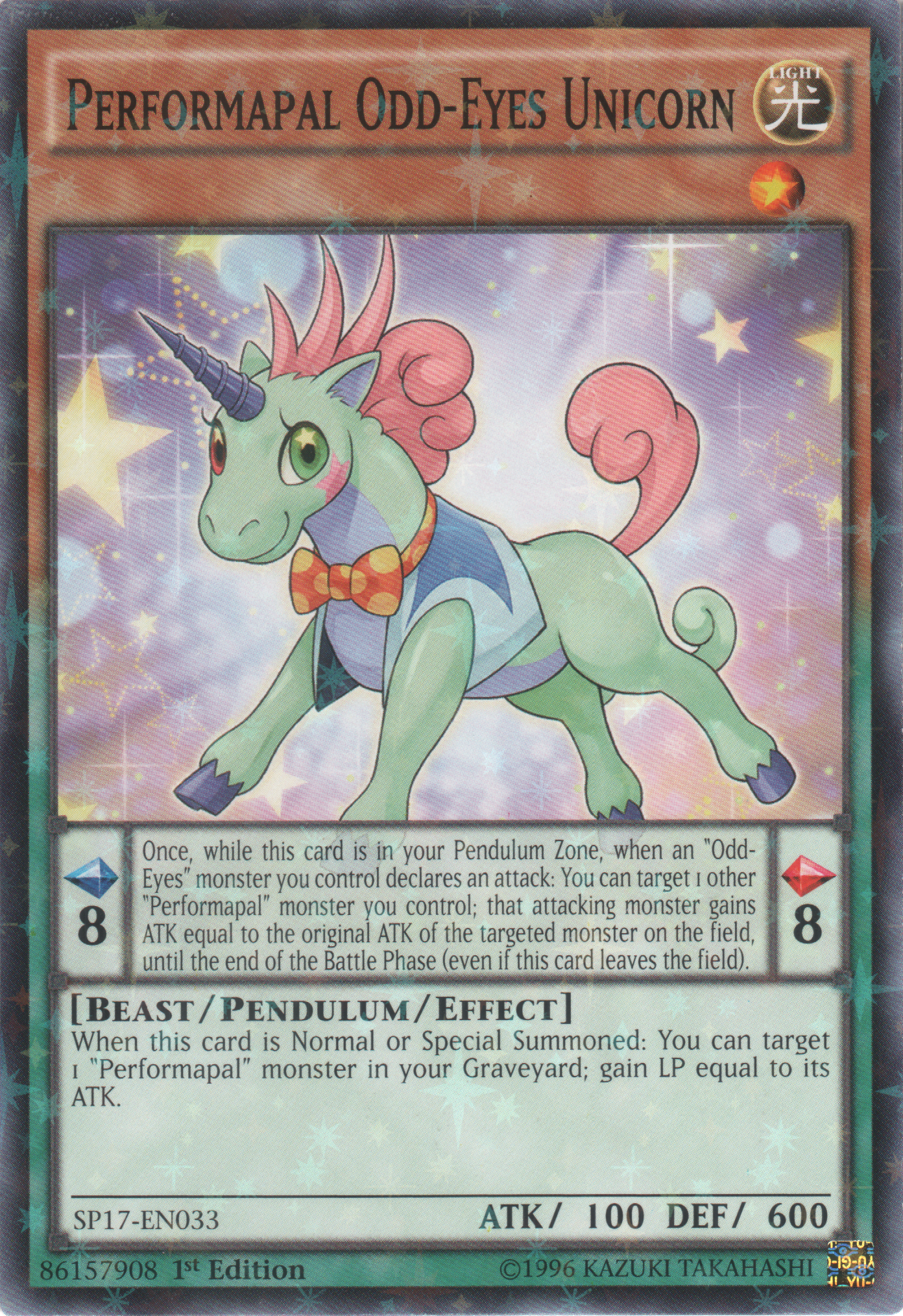 Performapal Odd-Eyes Unicorn [SP17-EN033] Starfoil Rare | Odin's Place