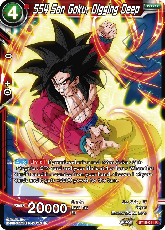 SS4 Son Goku, Digging Deep (BT18-011) [Dawn of the Z-Legends] | Odin's Place