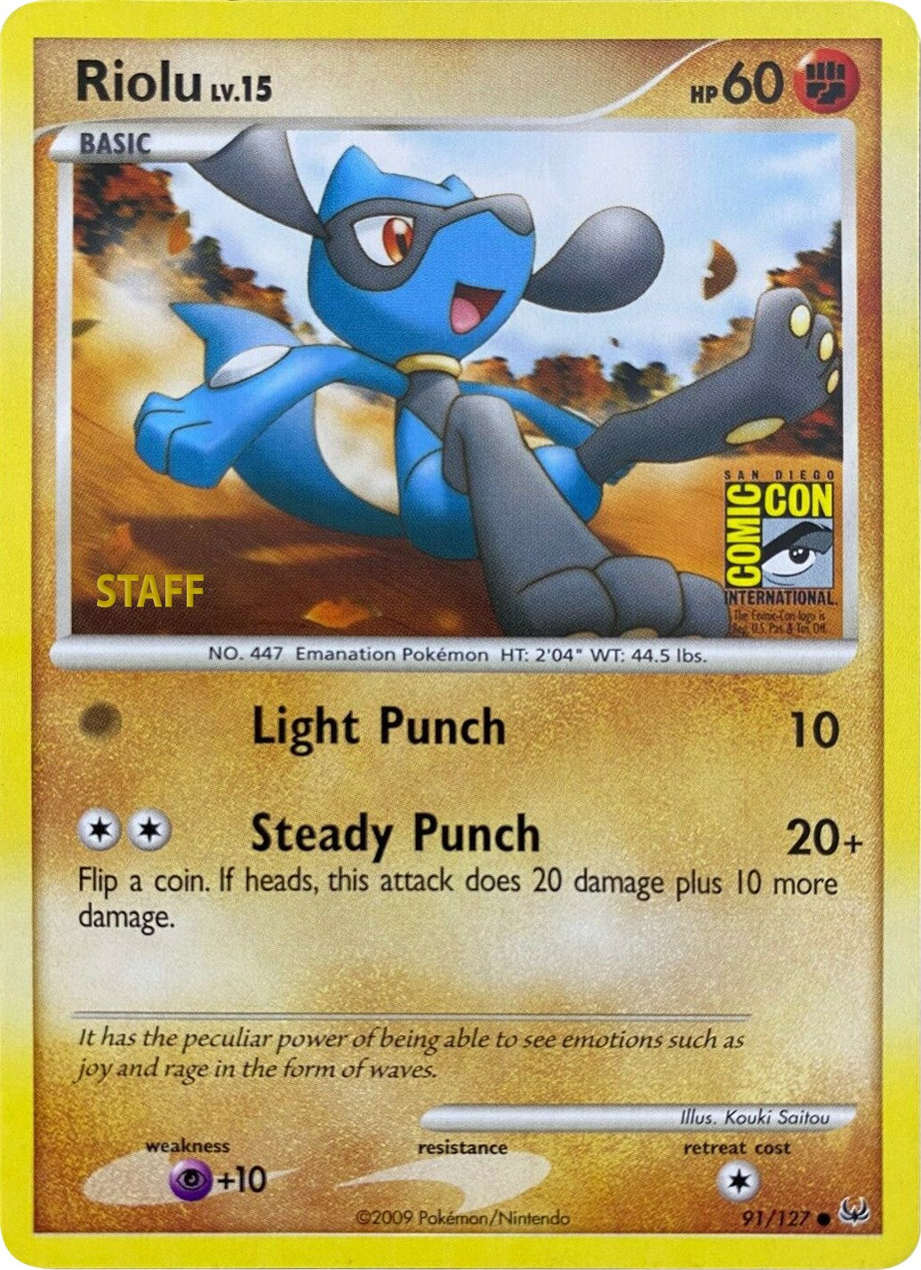 Riolu (91/127) (SDCC 2009) (Staff) [Platinum: Base Set] | Odin's Place