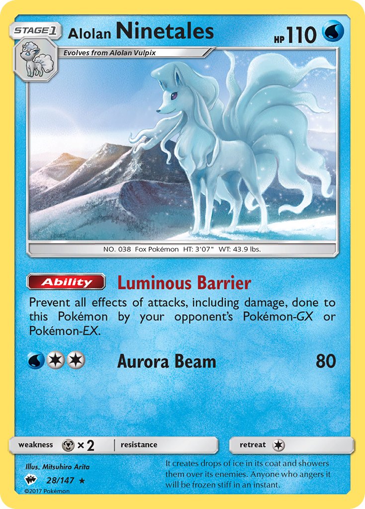 Alolan Ninetales (28/147) (Cracked Ice Holo) (Theme Deck Exclusive) [Sun & Moon: Burning Shadows] | Odin's Place