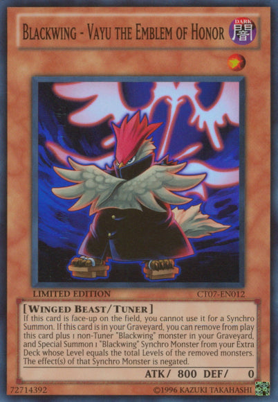 Blackwing - Vayu the Emblem of Honor [CT07-EN012] Super Rare | Odin's Place