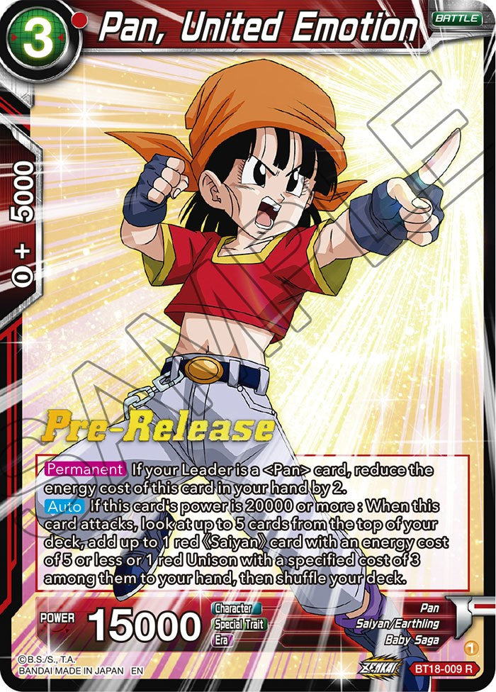 Pan, United Emotion (BT18-009) [Dawn of the Z-Legends Prerelease Promos] | Odin's Place