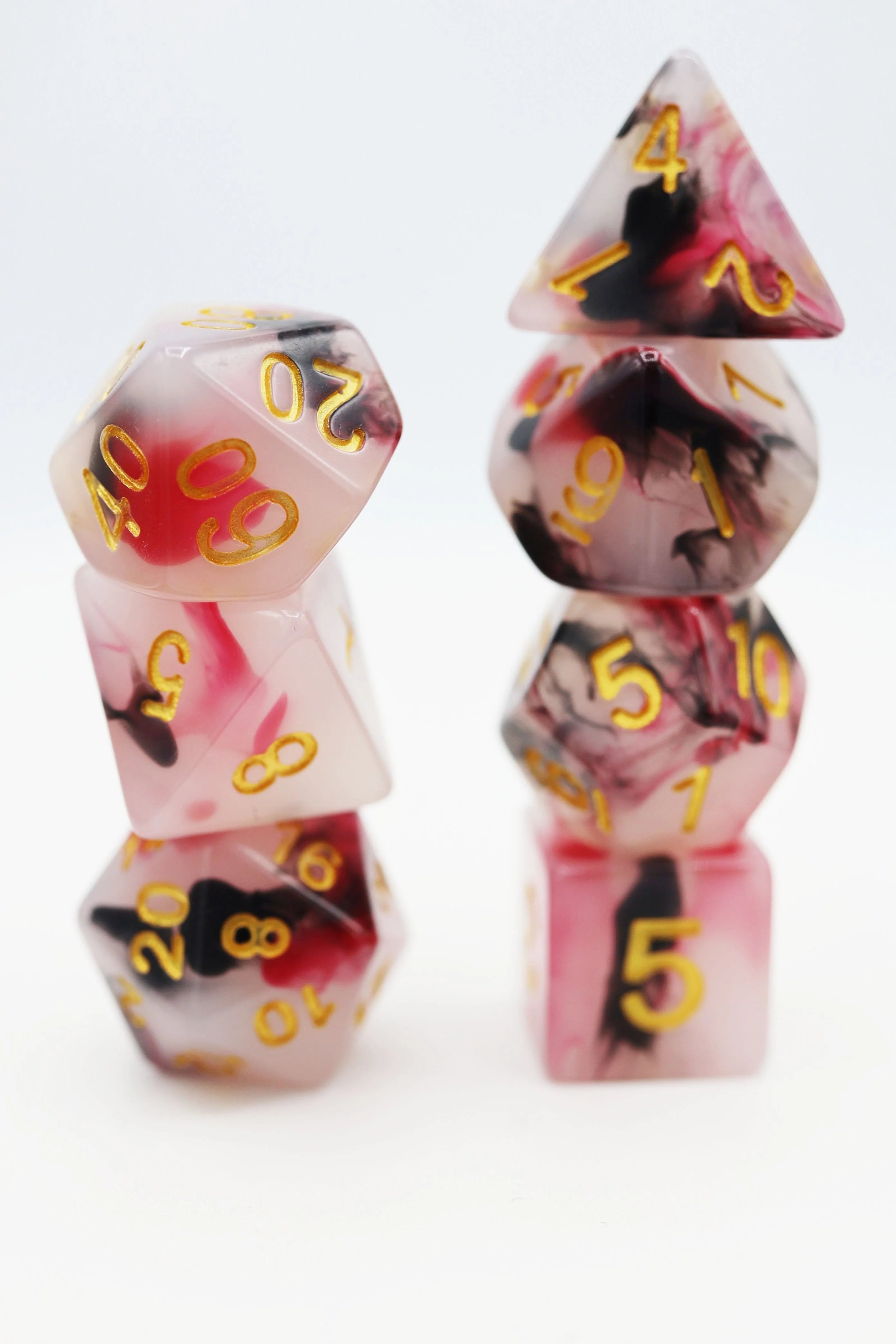Foam Brain Black and Red Opalescent RPG Dice Set | Odin's Place