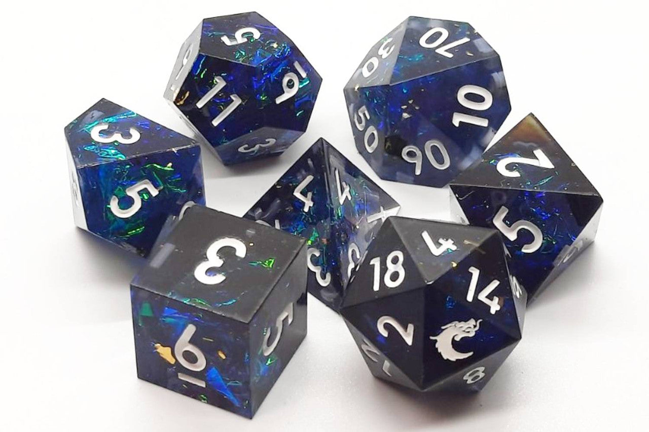 Old School Dice Sharp Edged Blitzar Poly 7 Set | Odin's Place
