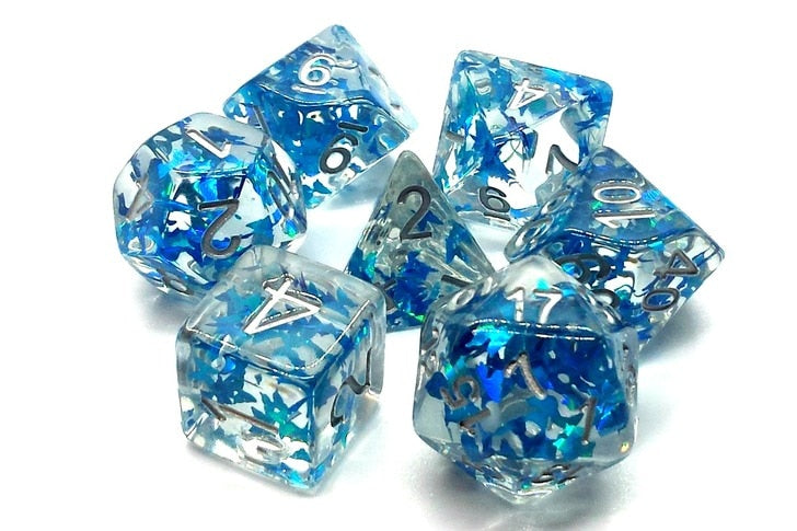 Old School Dice Infused Blue Butterfly Poly 7 Set | Odin's Place