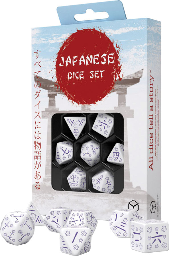 Q Workshop: Japanese Blue Star Lotus Poly 7 Dice Set | Odin's Place