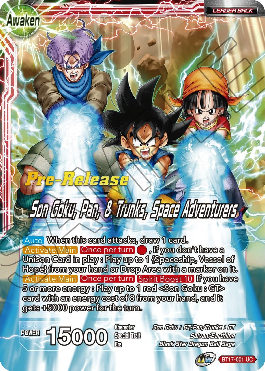 Son Goku // Son Goku, Pan, and Trunks, Space Adventurers (BT17-001) [Ultimate Squad Prerelease Promos] | Odin's Place