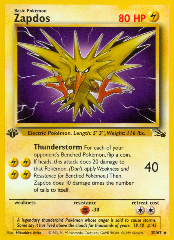 Zapdos (30/62) [Fossil 1st Edition] | Odin's Place