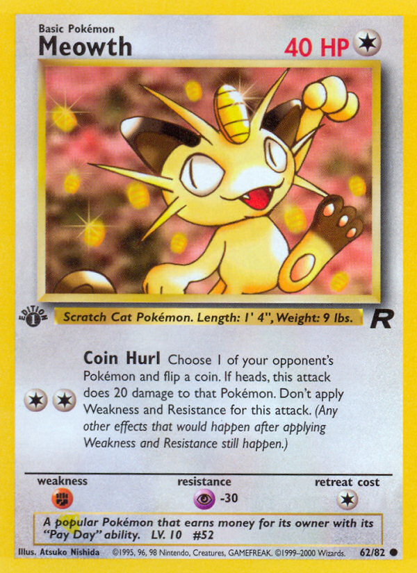 Meowth (62/82) [Team Rocket 1st Edition] | Odin's Place