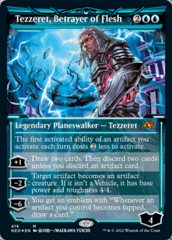 Tezzeret, Betrayer of Flesh (Showcase) (Foil Etched) [Kamigawa: Neon Dynasty] | Odin's Place