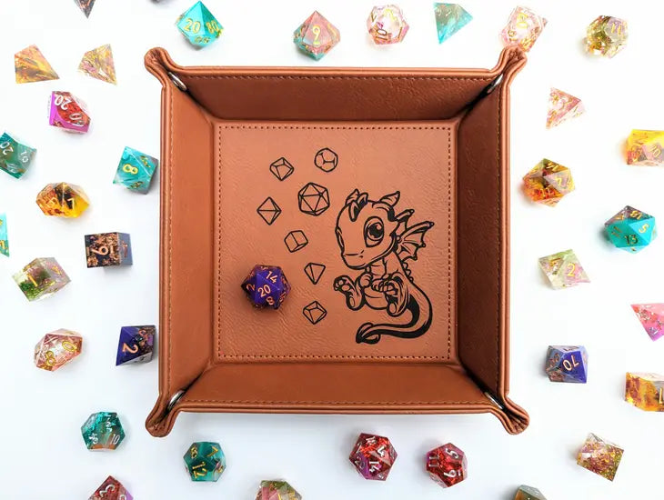 NTSD Gaming Square Leatherette Dice Tray, Assorted Styles | Odin's Place