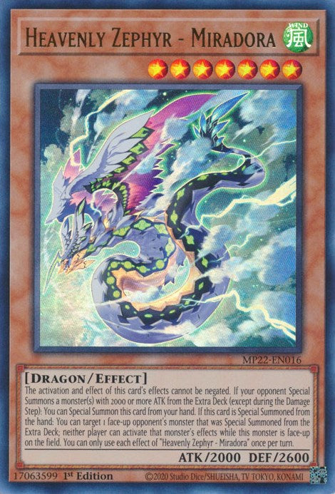 Heavenly Zephyr - Miradora [MP22-EN016] Ultra Rare | Odin's Place
