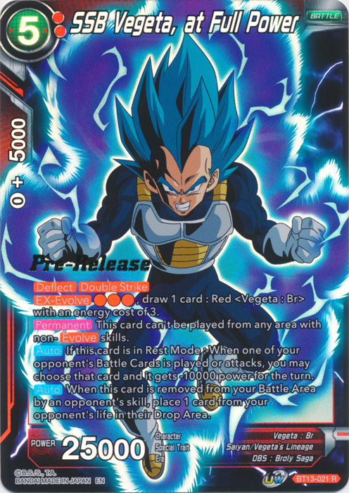 SSB Vegeta, at Full Power (BT13-021) [Supreme Rivalry Prerelease Promos] | Odin's Place