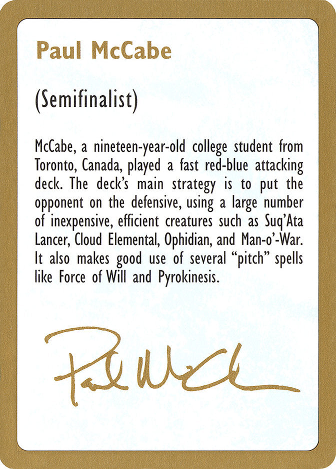 Paul McCabe Bio [World Championship Decks 1997] | Odin's Place