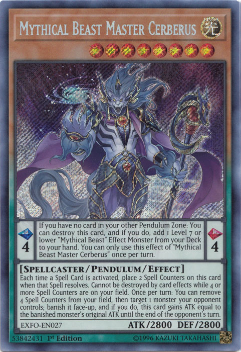Mythical Beast Master Cerberus [EXFO-EN027] Secret Rare | Odin's Place