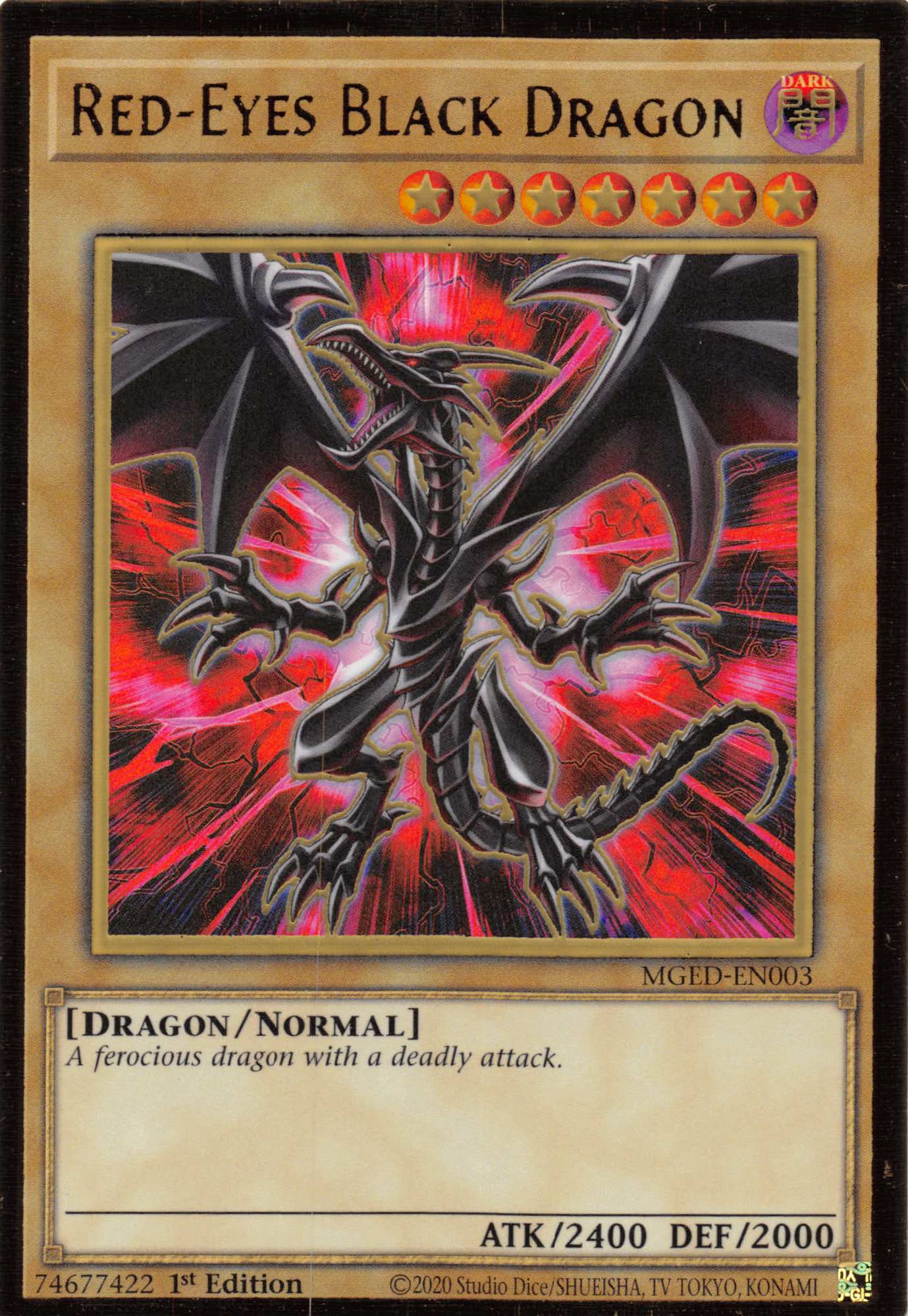Red-Eyes Black Dragon (Alternate Art) [MGED-EN003] Gold Rare | Odin's Place