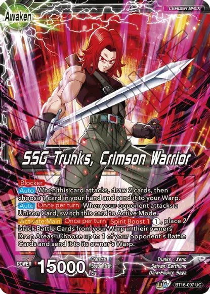 Trunks // SSG Trunks, Crimson Warrior (BT16-097) [Realm of the Gods] | Odin's Place