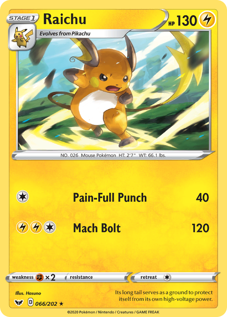 Raichu (066/202) [Sword & Shield: Base Set] | Odin's Place