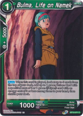 Bulma, Life on Namek (BT10-071) [Rise of the Unison Warrior] | Odin's Place