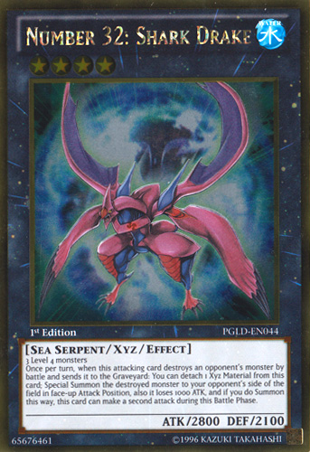 Number 32: Shark Drake [PGLD-EN044] Gold Rare | Odin's Place