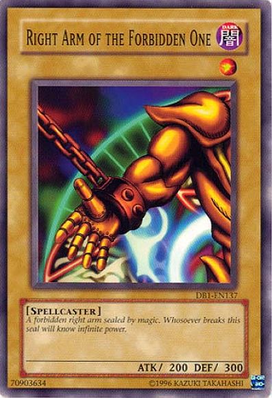 Right Arm of the Forbidden One [DB1-EN137] Common | Odin's Place