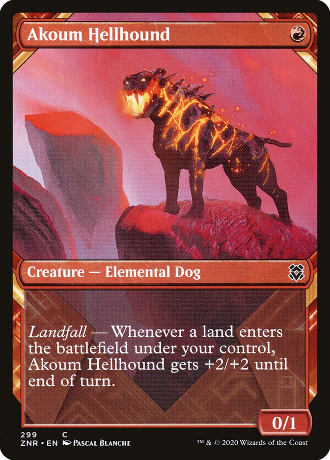 Akoum Hellhound (Showcase) [Zendikar Rising] | Odin's Place